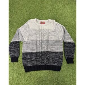 Chartwell Men's Sweater 2X Gray Black Acrylic Knitted Marled Striped Pullover